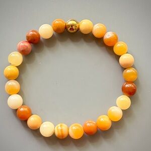 Golden Natural Yellow Jade Handcrafted Bead Bracelet